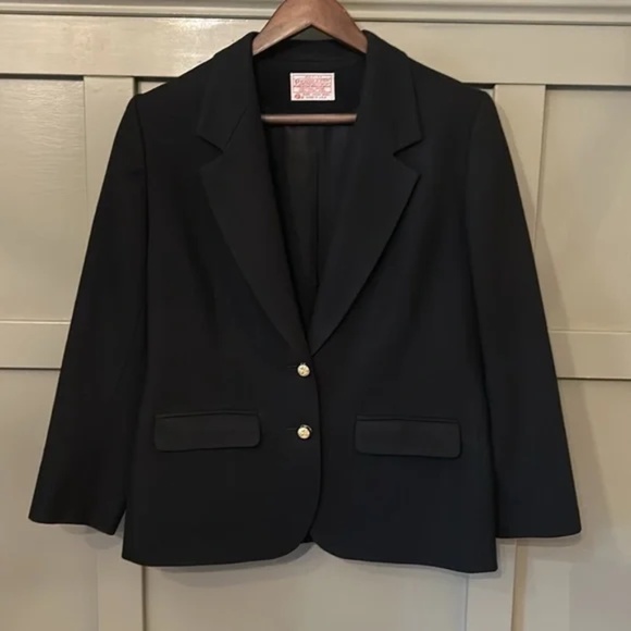 Pendleton Vintage Pure Virgin Wool Blazer Jacket 2 Button Front Black Size 10 P - Picture 1 of 9